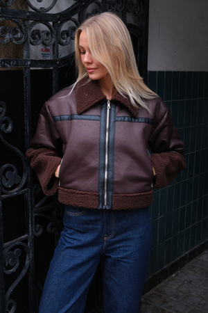 Daisy Shearling Jacket - Brown/Black