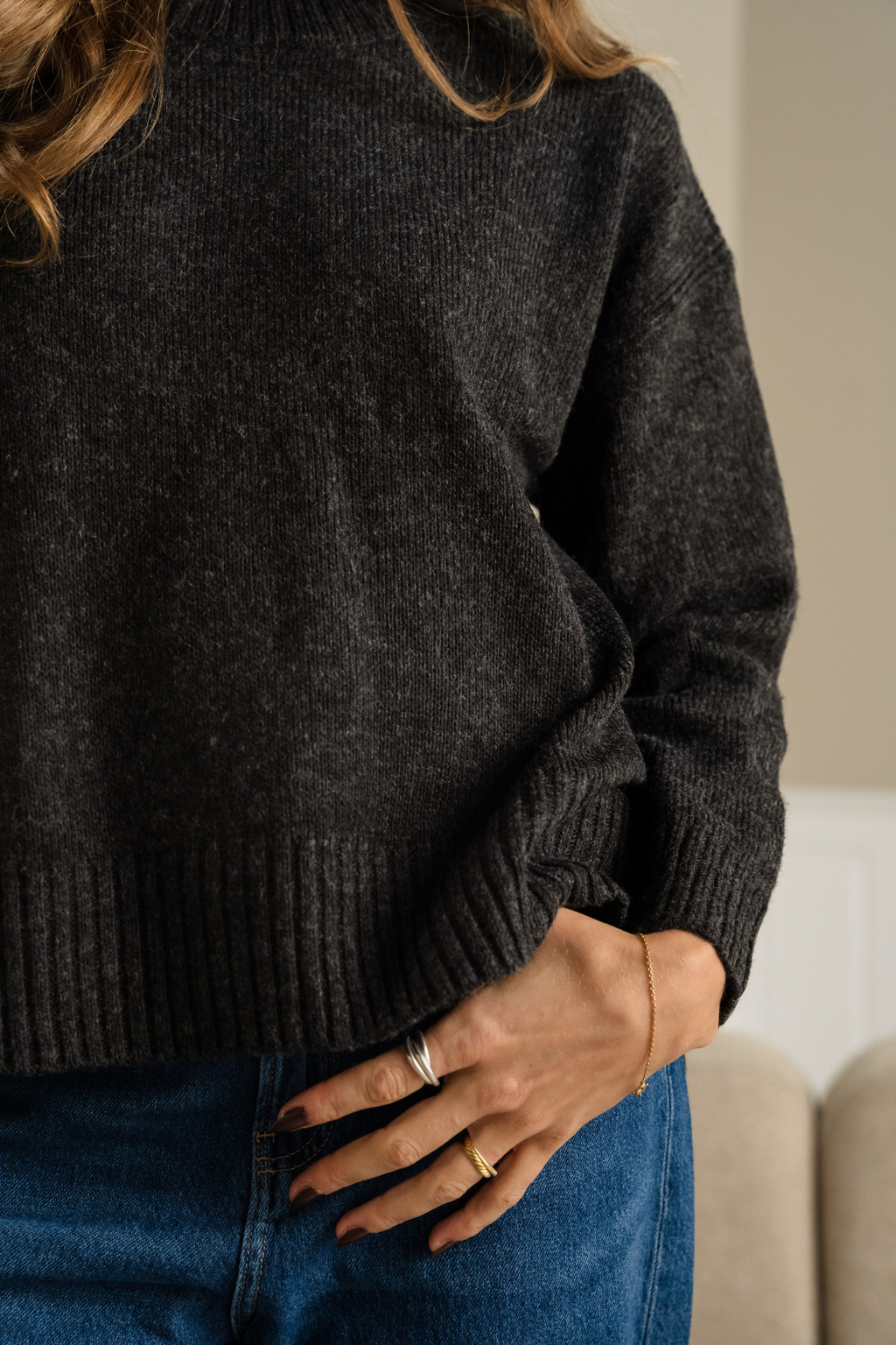 Emma Knit - tamsiai pilka melange