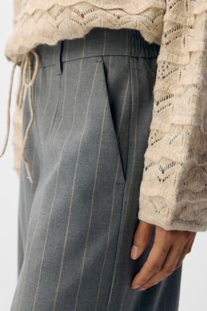 Lisa Wide Pant AOP - vidutiniškai pilka melange