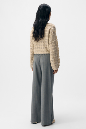Lisa Wide Pant AOP - vidutiniškai pilka melange