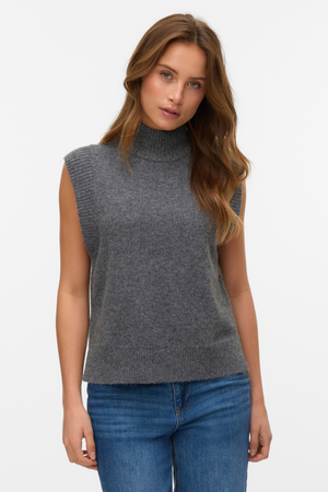 Wow Highneck Vest - Medium Grey Melange
