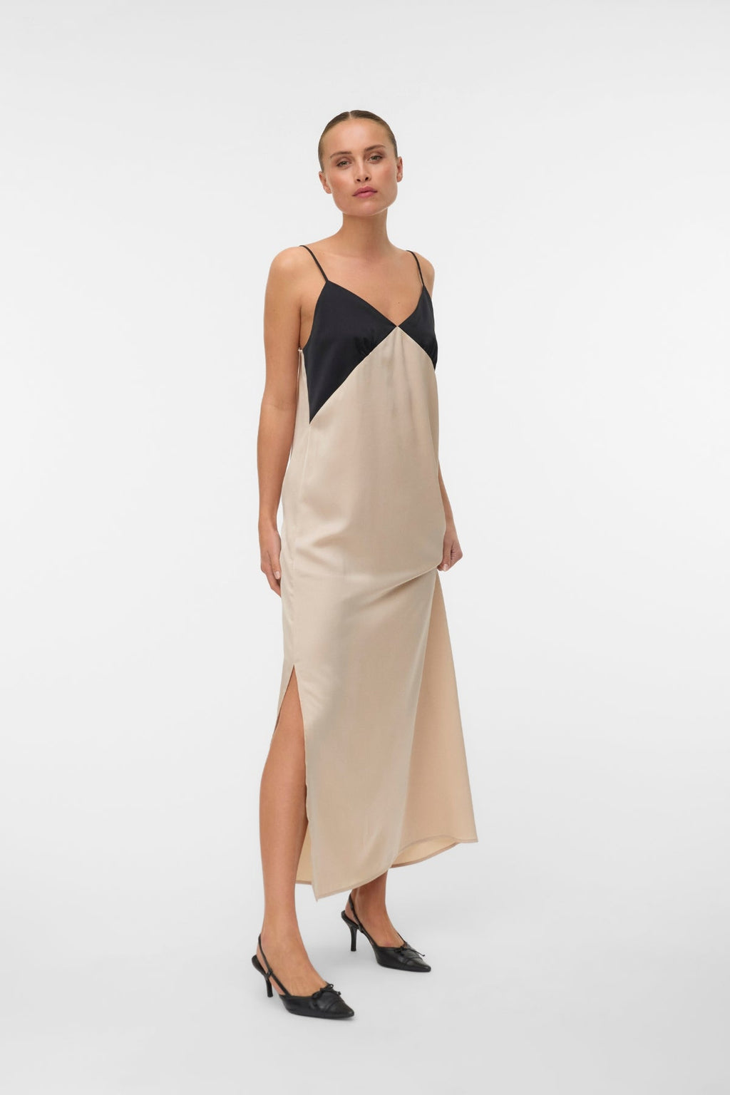 Joy Singlet Ankle Dress - Black Cement Contrast