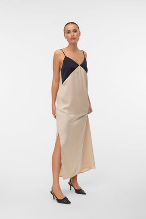 Joy Singlet Ankle Dress - Black Cement Contrast