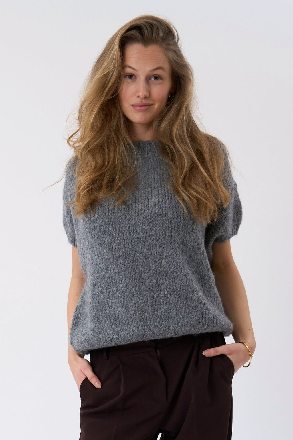 Chloe Short Sleeved Knit - Grey