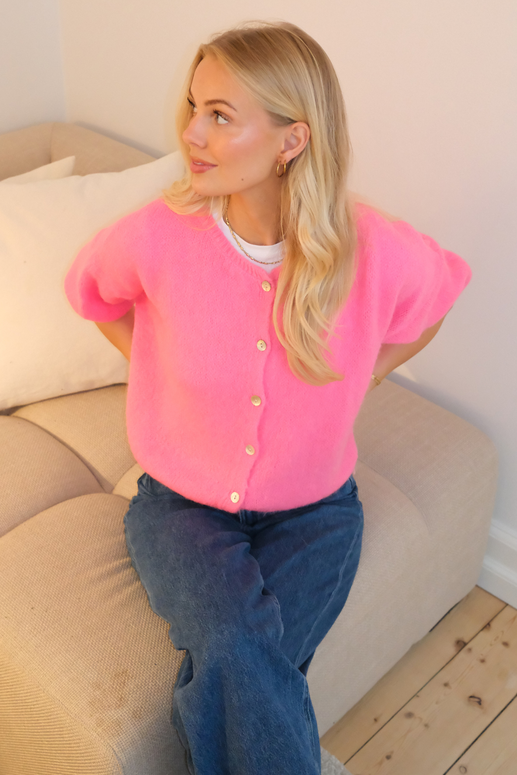 Marijos mezginys trumpomis rankovėmis – vaikiška rožinė