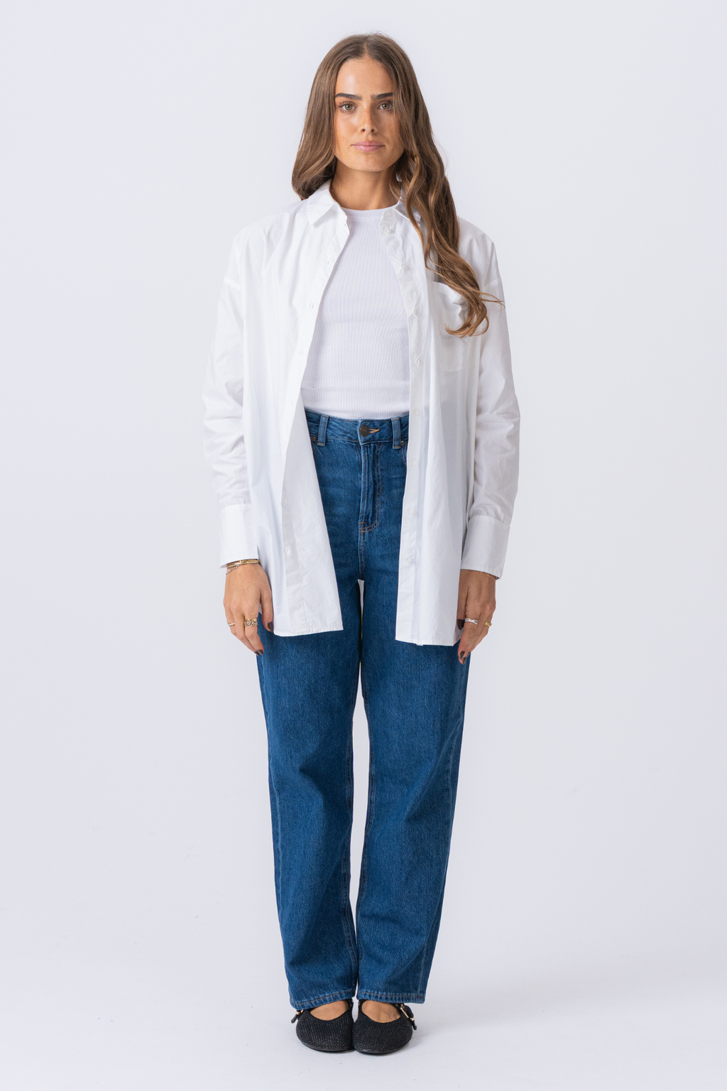 Negabaritiniai marškiniai - balti