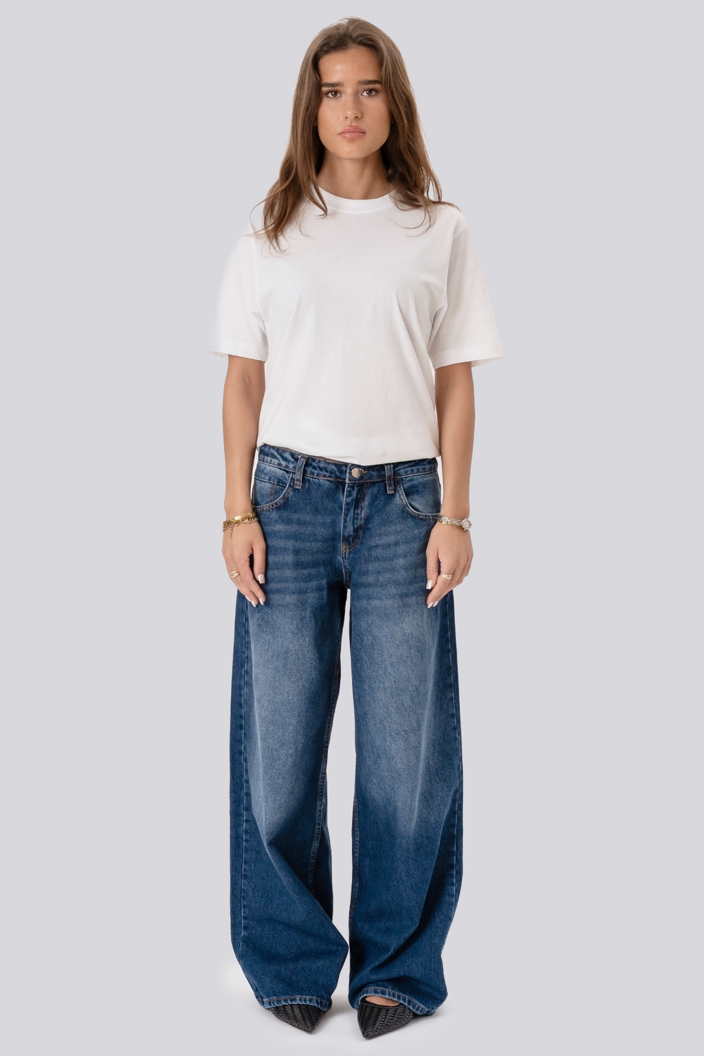 Serena Baggy Jeans – vidutinio mėlynumo