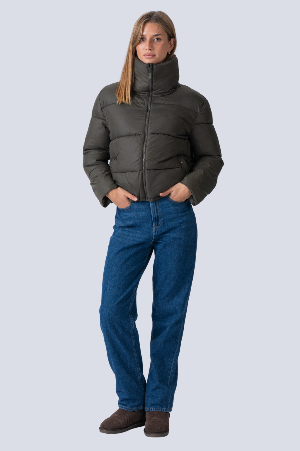 Short Puffer Jacket - Olive