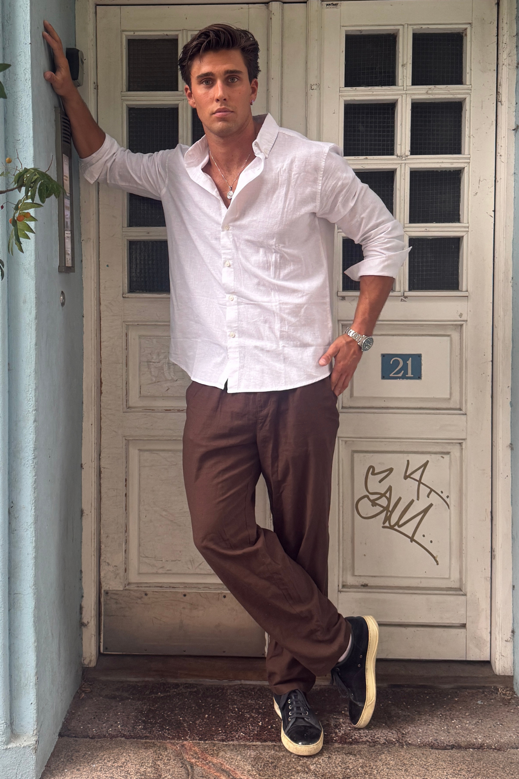 Lininiai marškiniai - balti