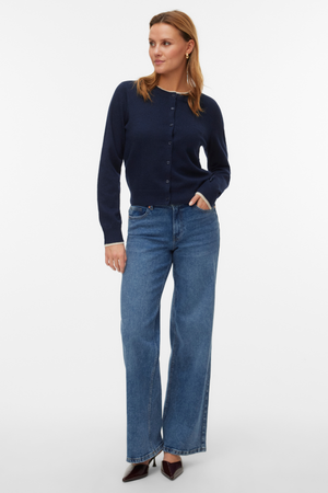 Nuostabus megztinis su O-neck - Navy Blazer w. Beržas