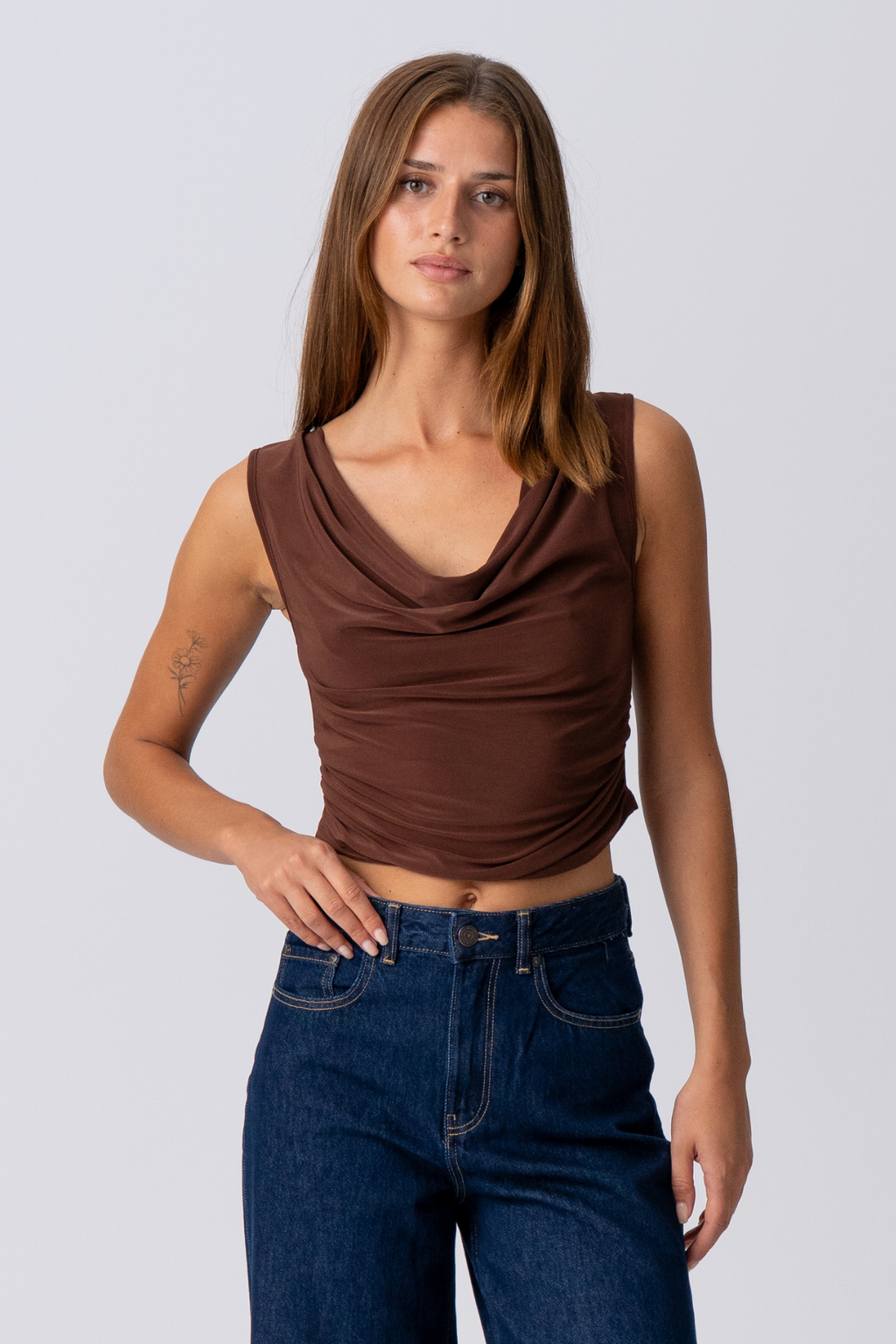 Elisa Waterfall Top - Brown