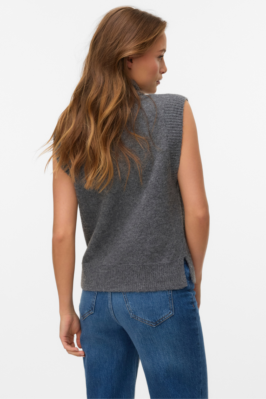Wow Highneck Vest - Medium Grey Melange