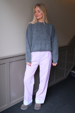 Layla dryžuota Pants - rožinė