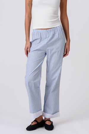 Layla dryžuota Pants - šviesiai mėlyna