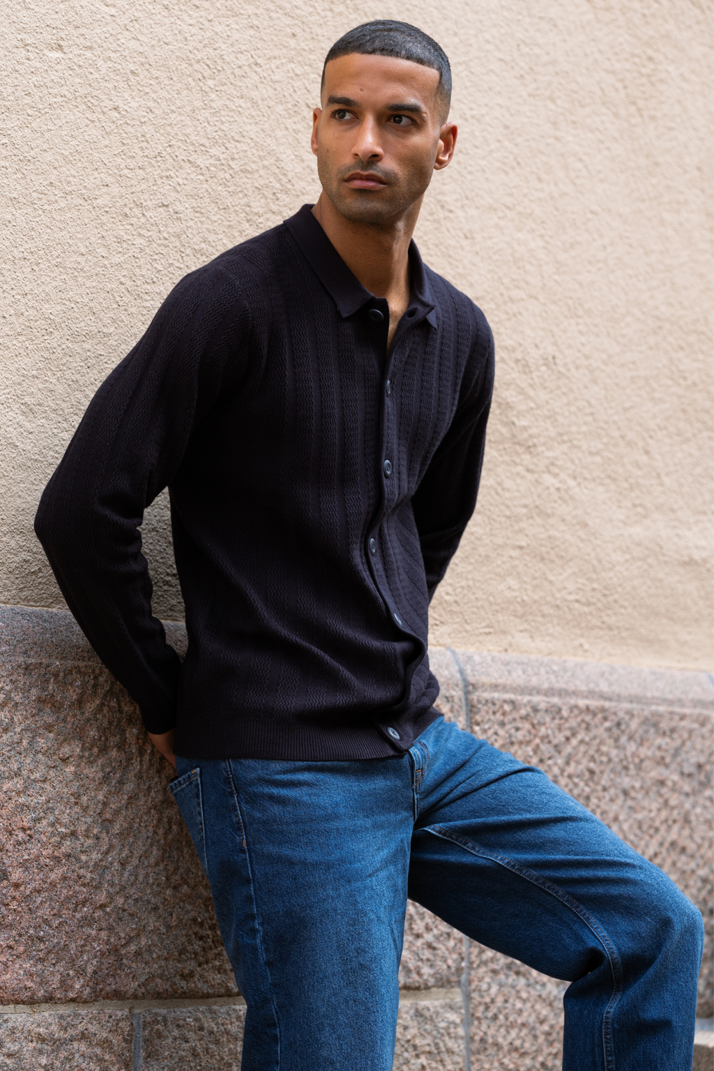 Arthur Knit Cardigan - tamsus karinis jūrų laivynas