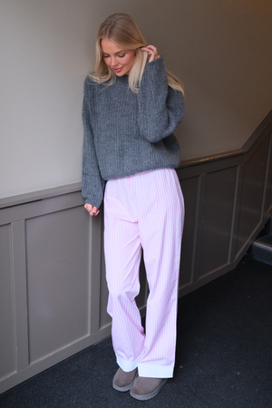 Layla dryžuota Pants - rožinė