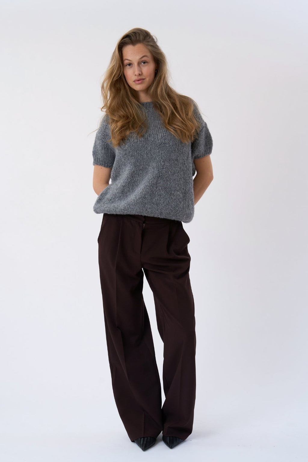 Chloe Short Sleeved Knit - Grey