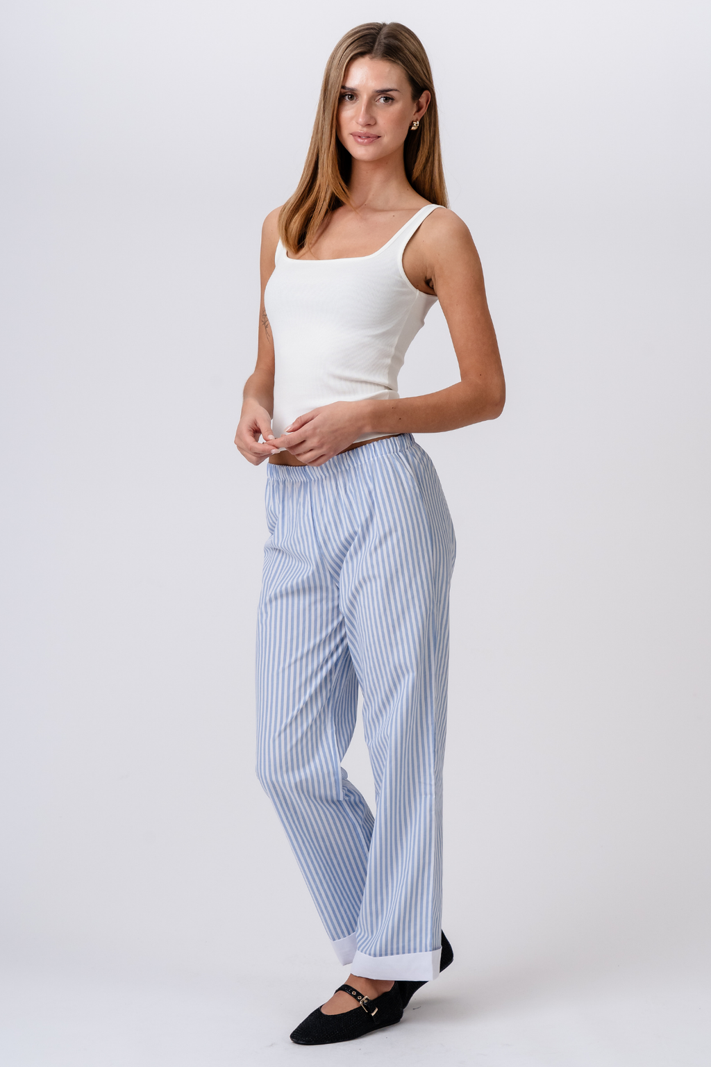 Layla Striped Pants - Light Blue