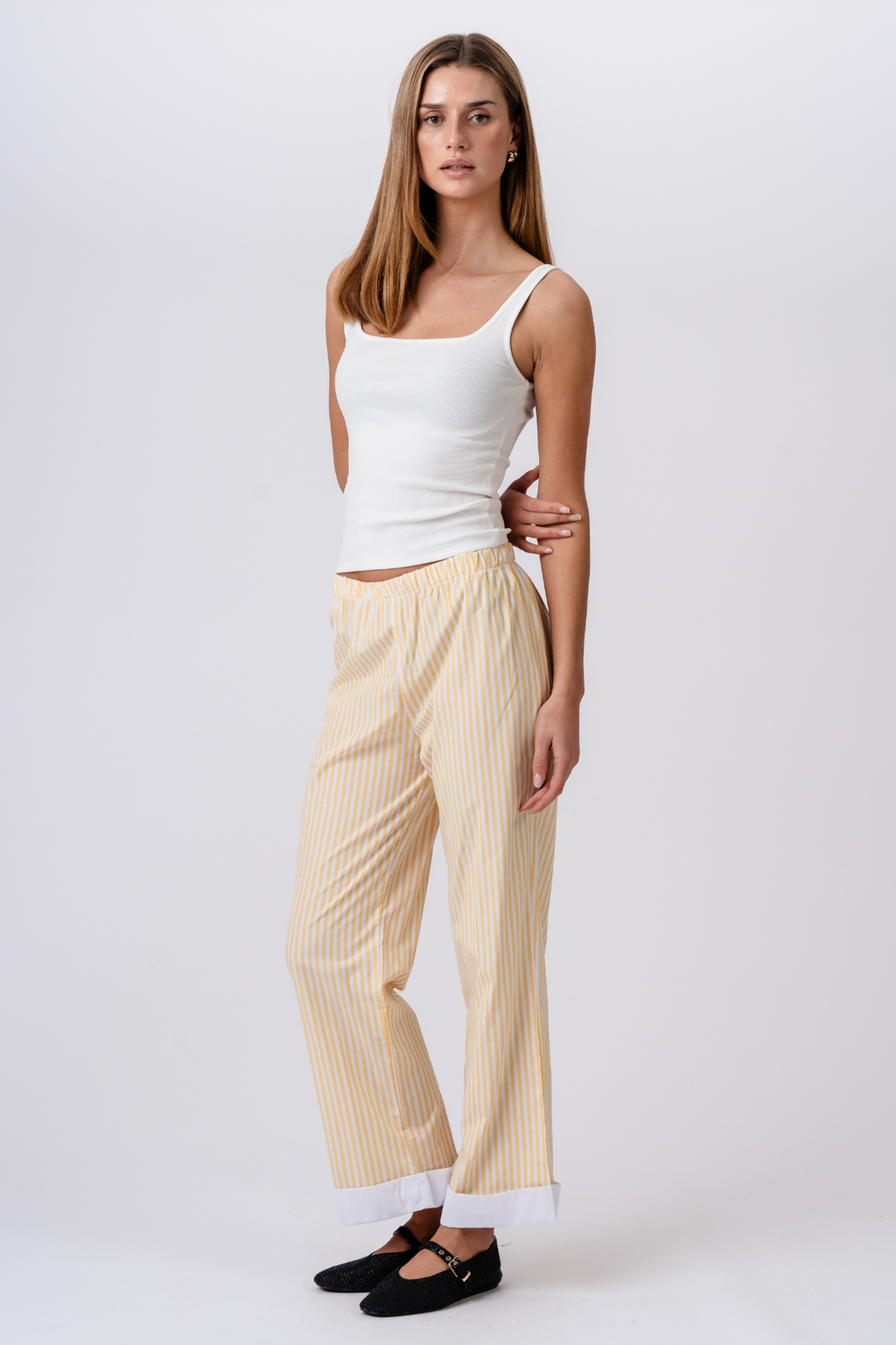 Layla dryžuota Pants - geltona