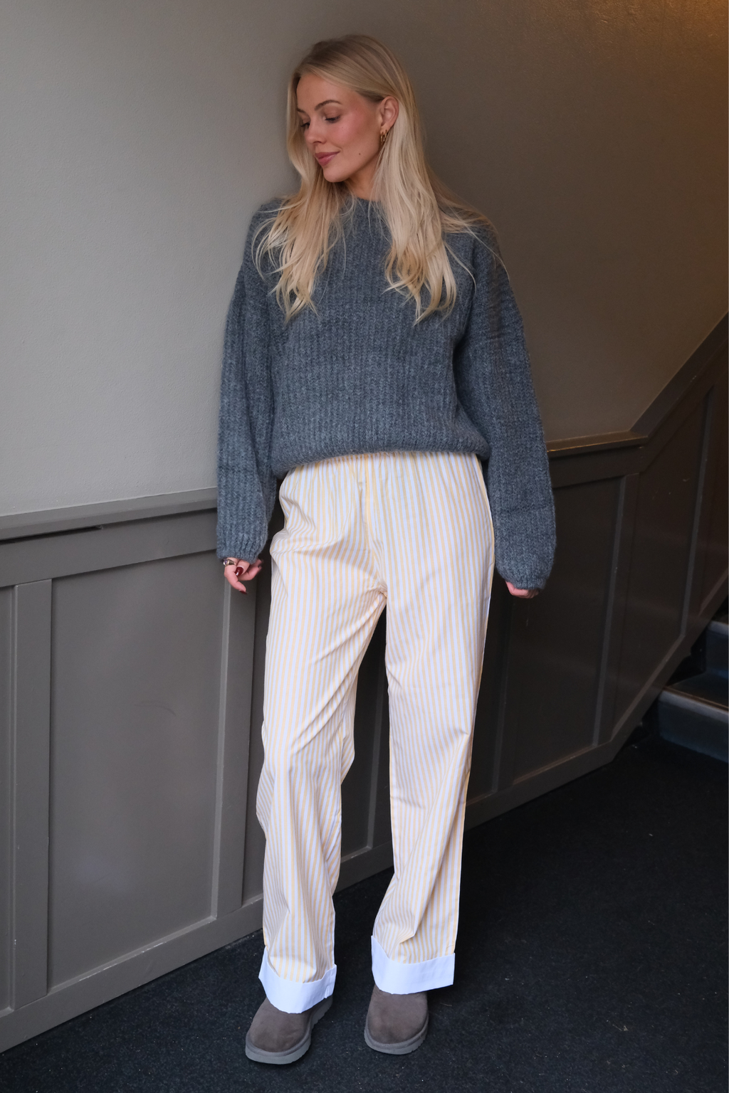 Layla dryžuota Pants - geltona