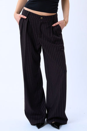 Paloma Pinstripe Pants - Tamsiai ruda
