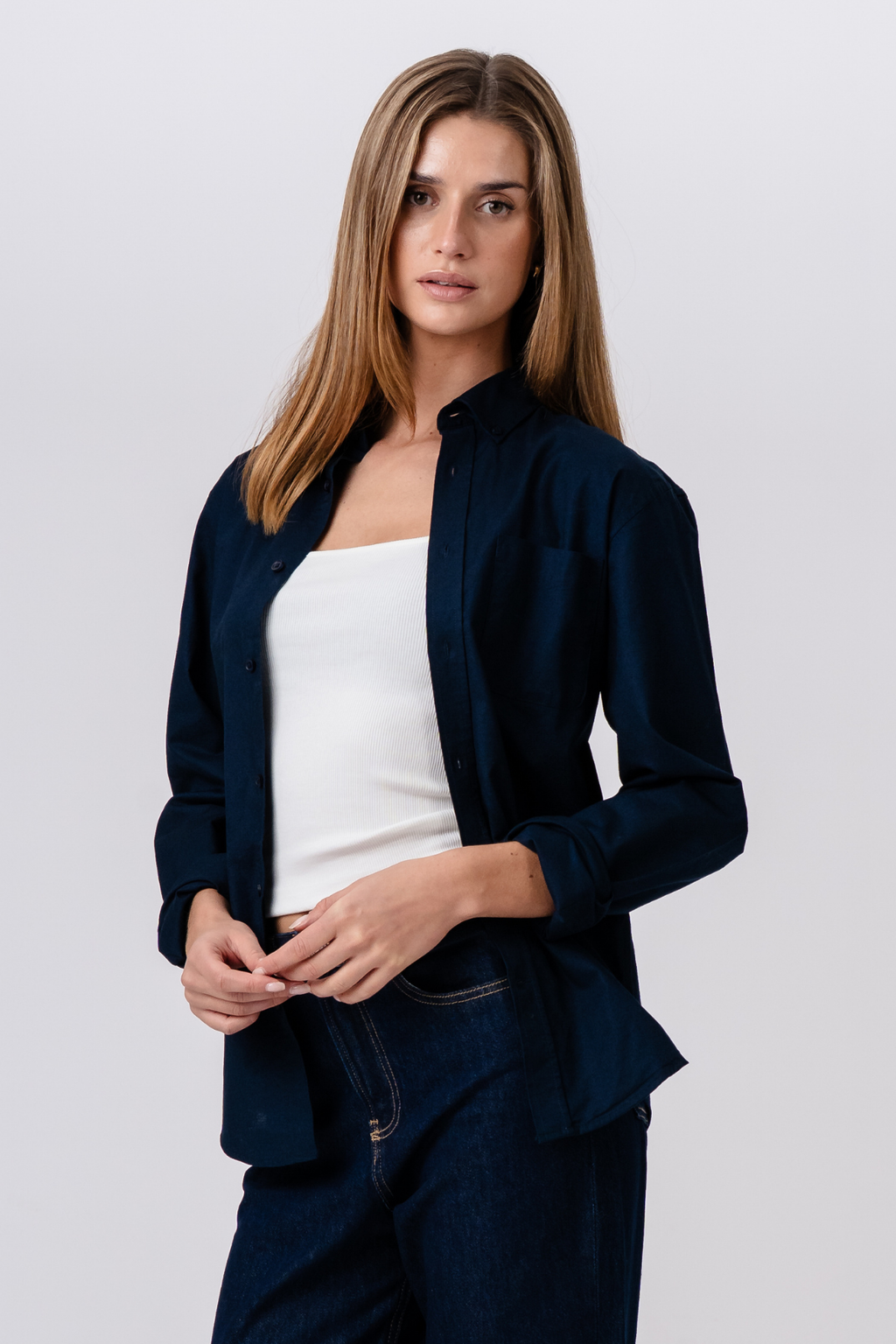 Boyfriend Oxford marškinėliai - Navy