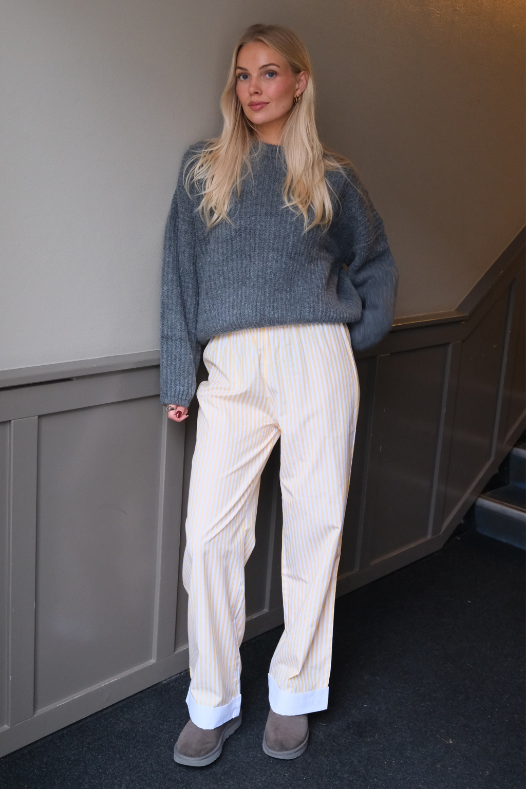 Layla dryžuota Pants - geltona