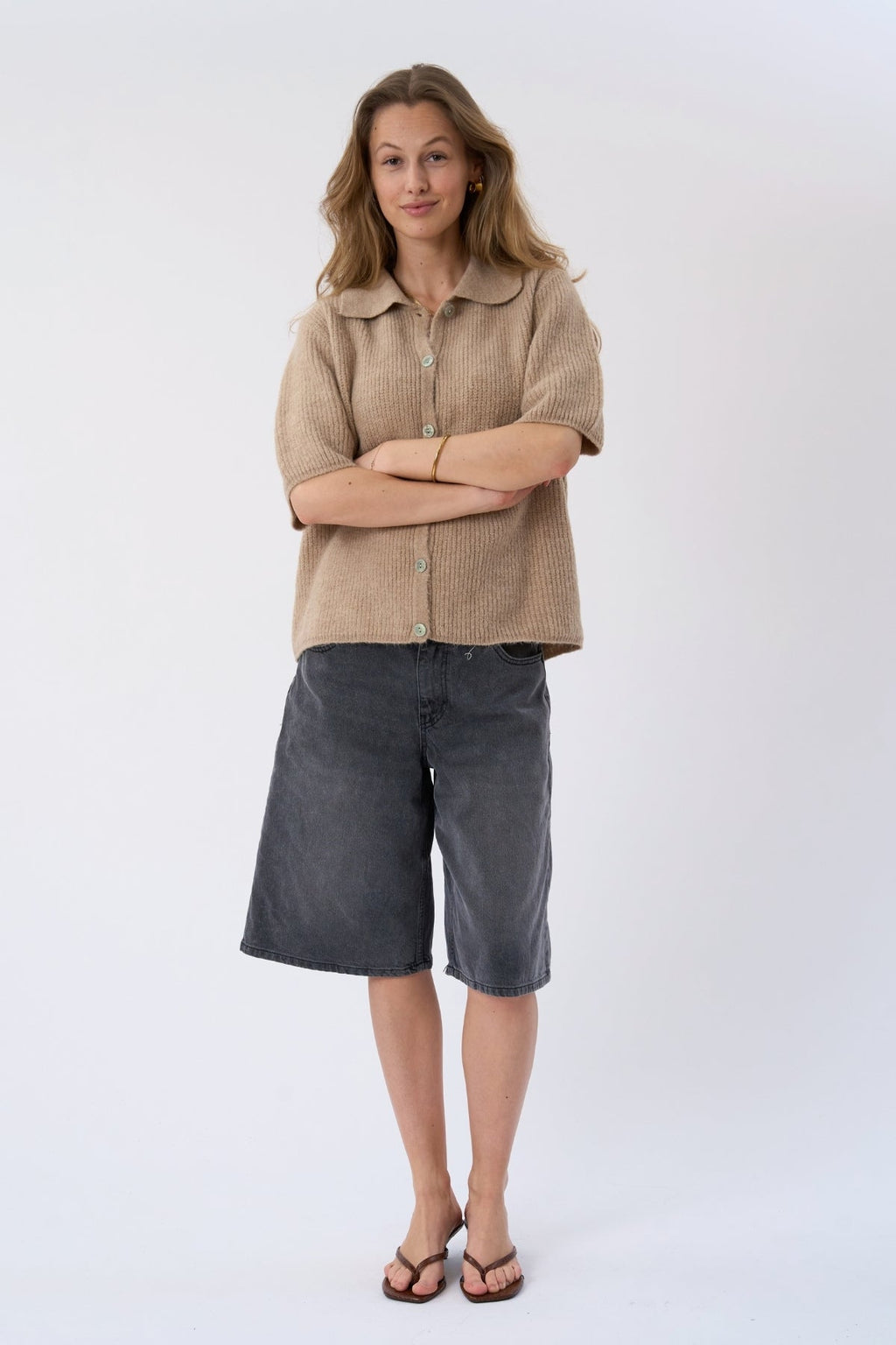 Alba Polo Knit – smėlio spalvos