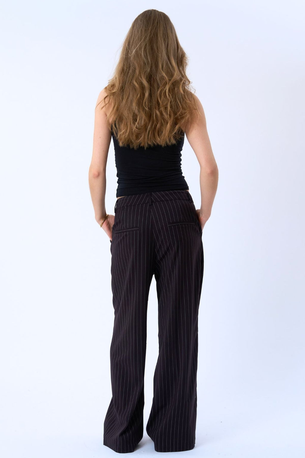 Paloma Pinstripe Pants - Tamsiai ruda