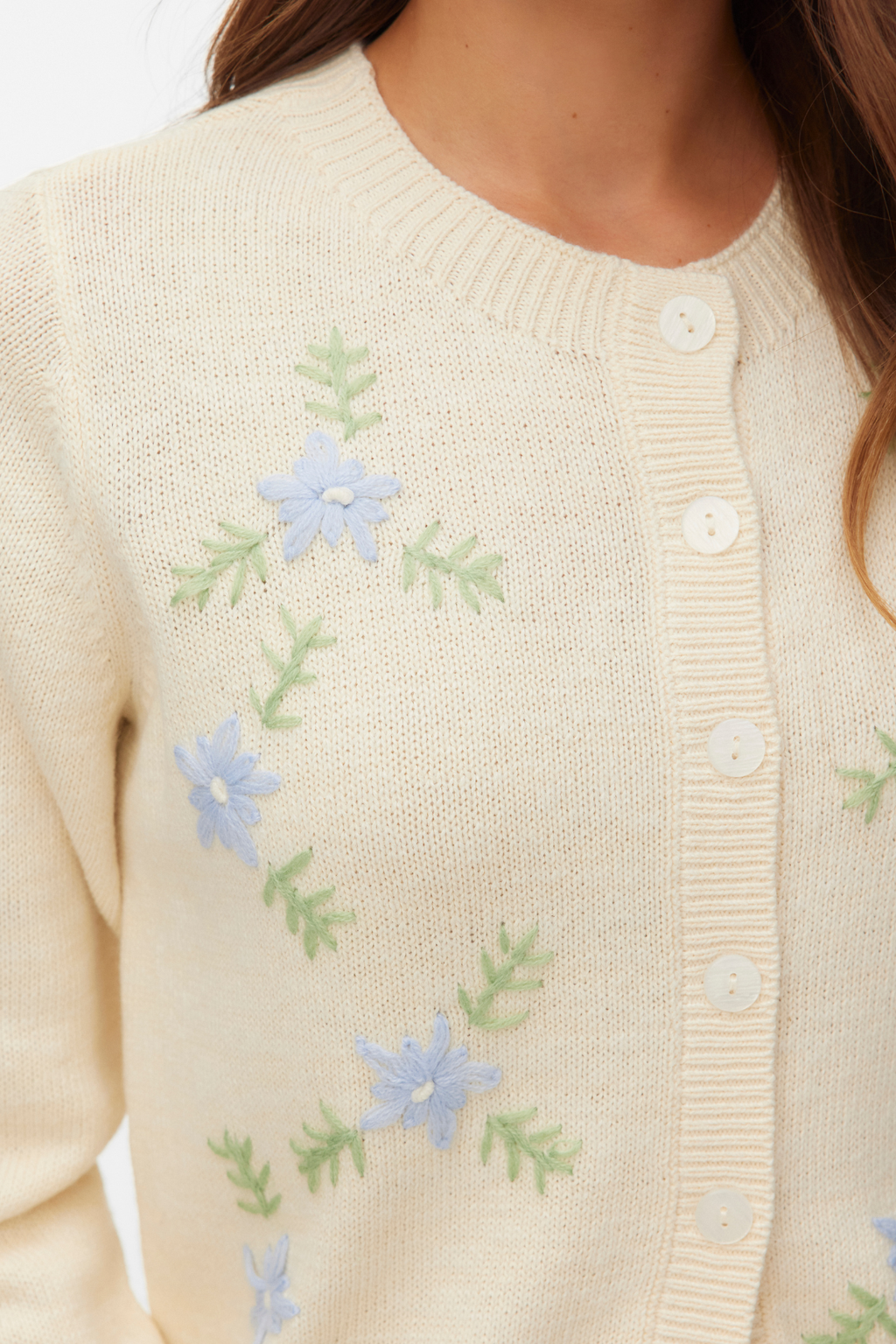 Camille O-Neck Cardigan - beržas