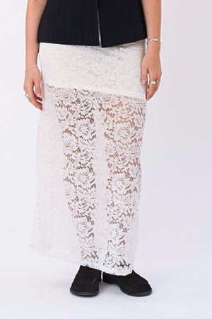 Amara Lace Maxi Skirt - baltas