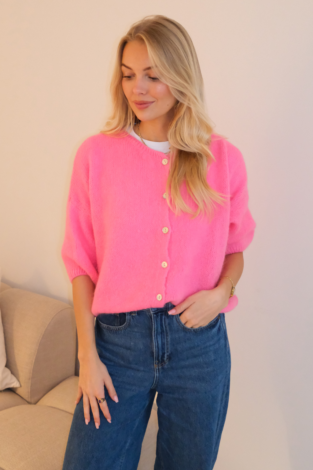 Marijos mezginys trumpomis rankovėmis – vaikiška rožinė