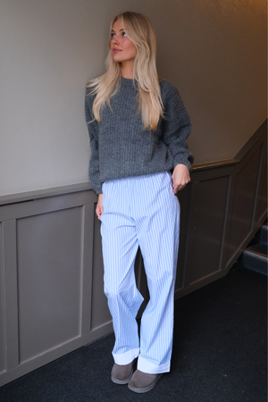 Layla dryžuota Pants - šviesiai mėlyna