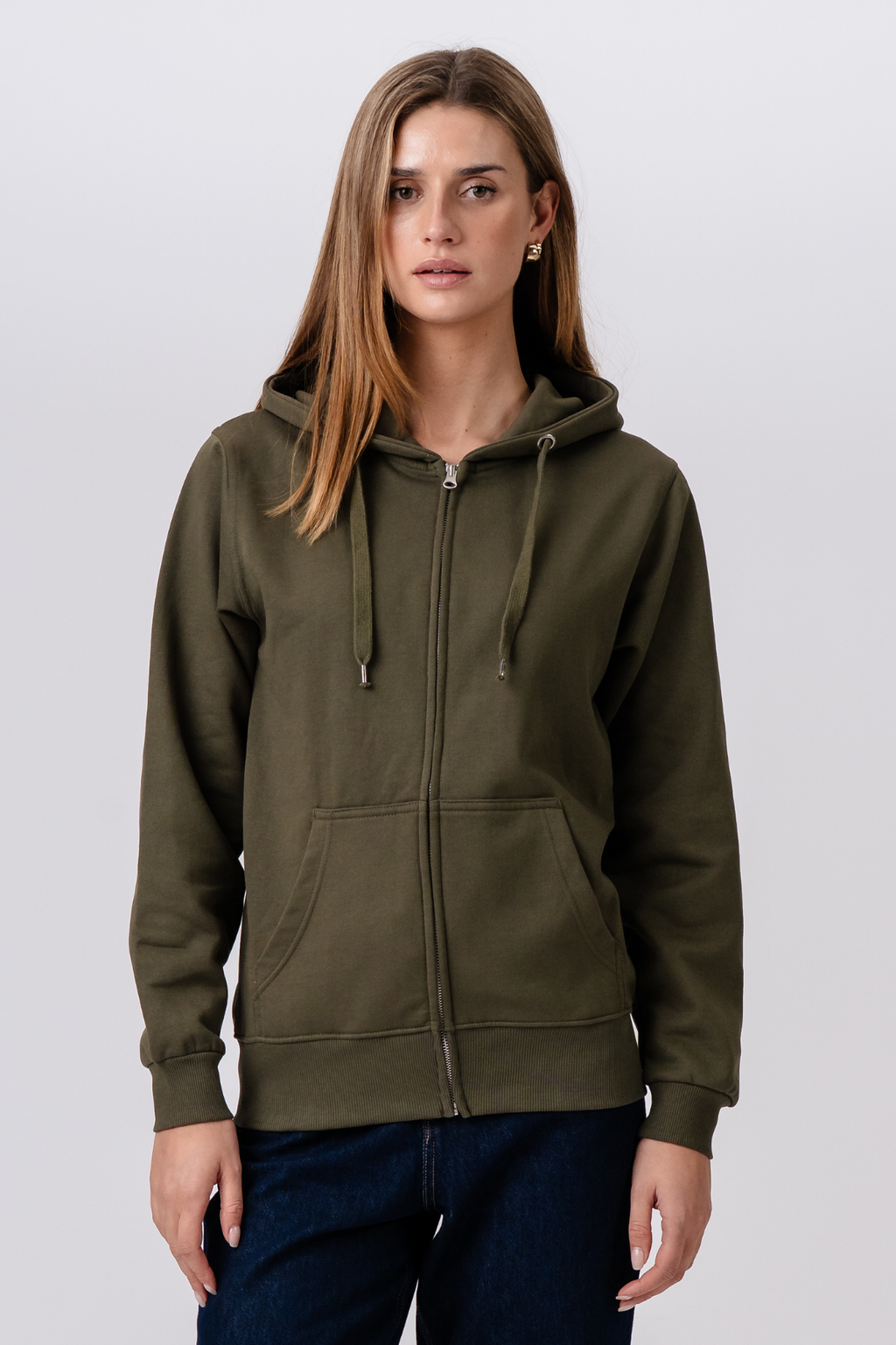 Basic Zip Hoodie - Army