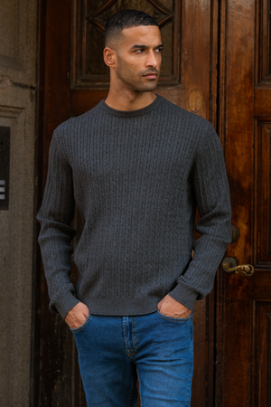 Pullover Cable Knit - Charcoal Melange