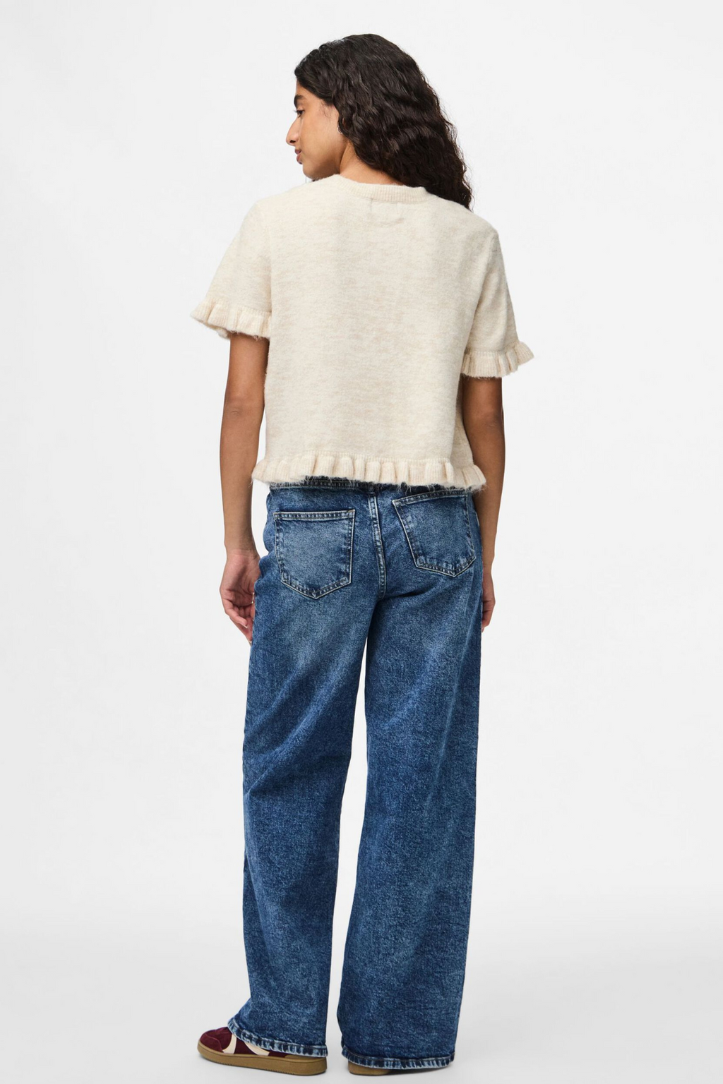 Lydia Frill Knit Cardigan - beržas