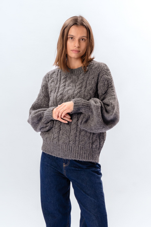 Emma Cable Knit - Mid Grey
