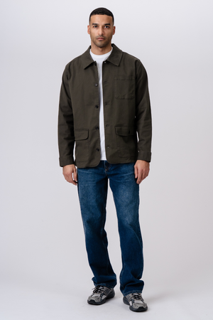 Twill marškinėlių striukė - tamsi alyvuogė