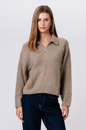 Selma Knit Užtrauktukas - smėlio spalvos