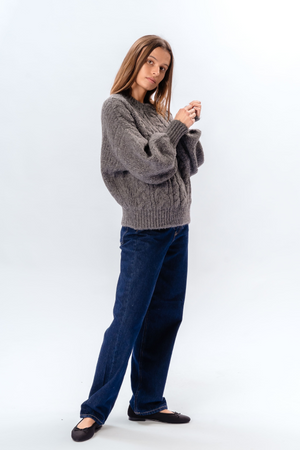 Emma Cable Knit - Mid Grey