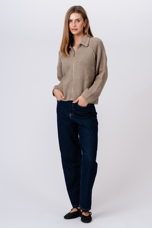 Selma Knit Užtrauktukas - smėlio spalvos