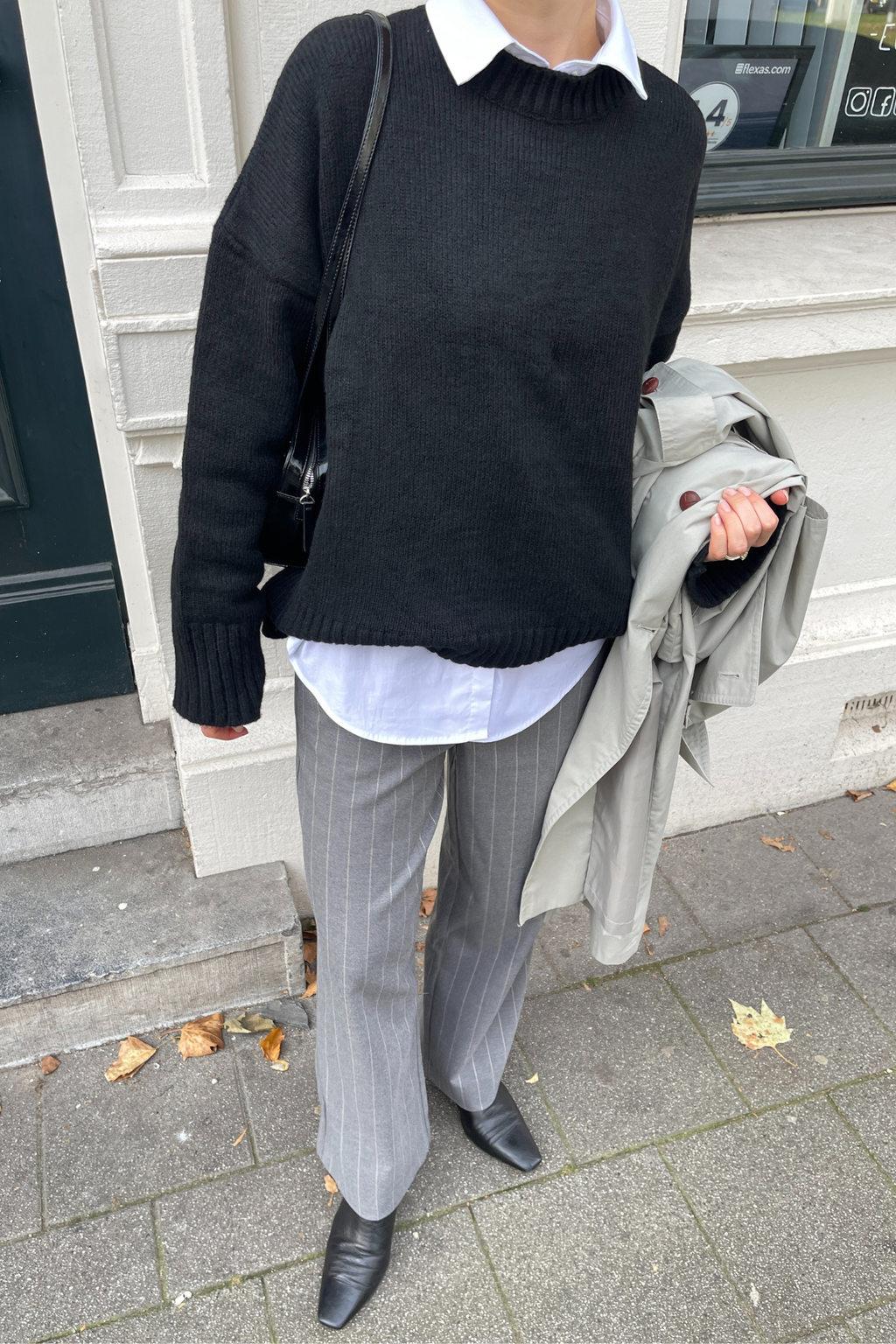 Lisa Wide Pant AOP - vidutiniškai pilka melange