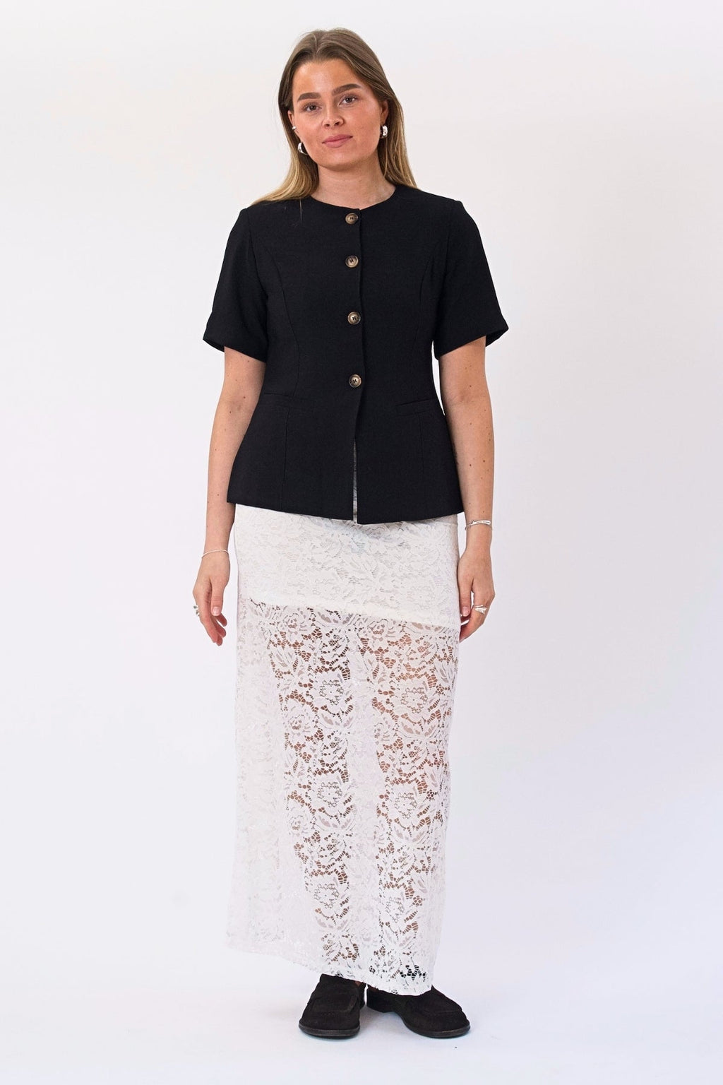 Amara Lace Maxi Skirt - baltas