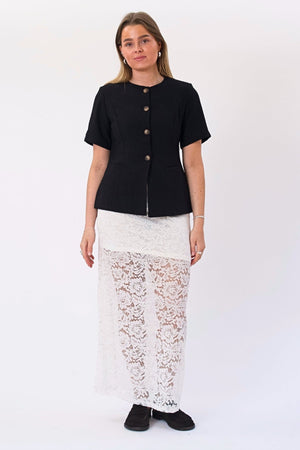 Amara Lace Maxi Skirt - baltas