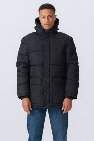 Long Puffer Jacket - Black