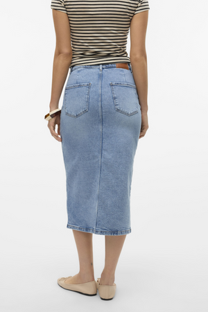 Natalie midi sijonas - šviesiai mėlynas džinsinis audinys