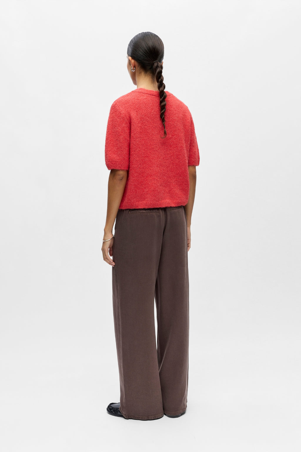 Saggia V formos kaklo megztas megztinis – puansetijos melanžas