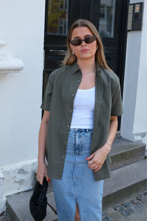 Short Sleeve Linen Shirt - Army