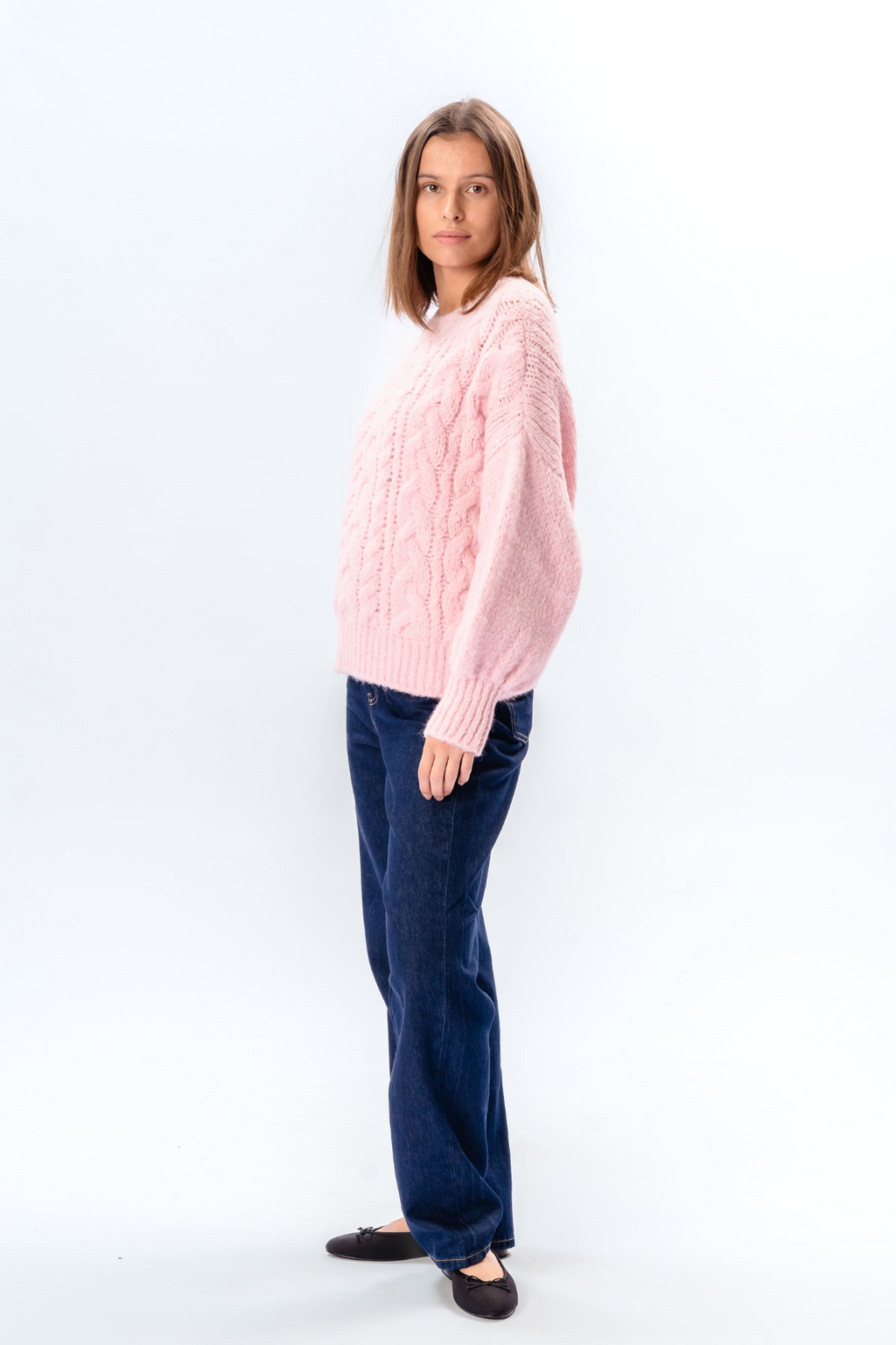 Emma Cable Knit – saldainių rožinė