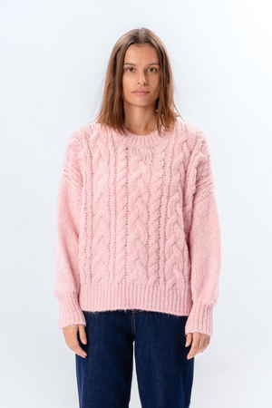 Emma Cable Knit – saldainių rožinė